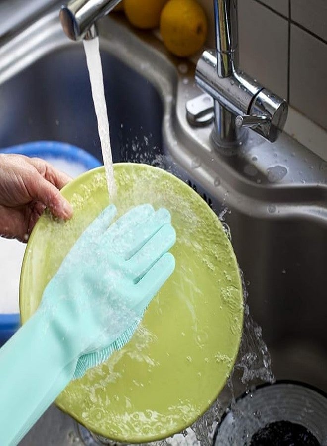 WONLY KART Hand Gloves for Kitchen Cleaning,Gloves Magic Silicone Dish Washing Gloves Hands wash utensil for women men,Dishwashing and Pet Grooming,Great for Washing Dish,Car,Bathroom(Multicolour,1 pair) - Image 3